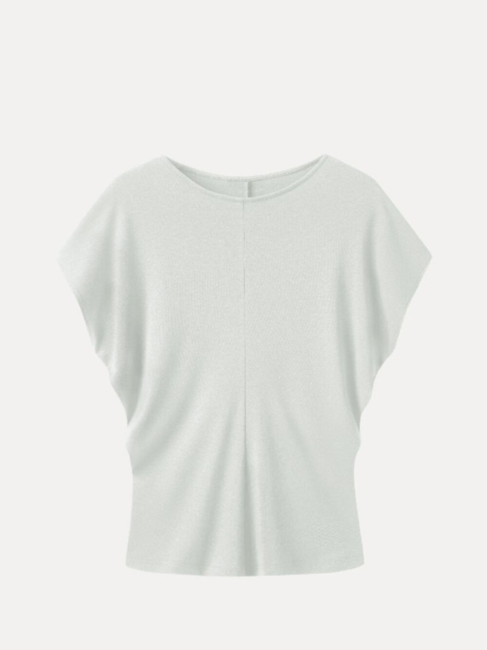 OGL Tencel-Linen Linen-Blend Round Neck Relaxed Summer Top Cloud White Grey M